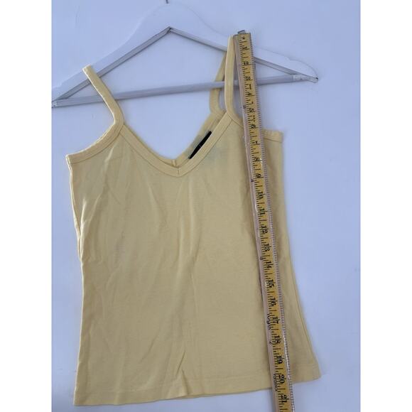 Moda International Tank Top Womens Small Yellow V Neck 100% Cotton Y2K Sheer - Picture 15 of 15